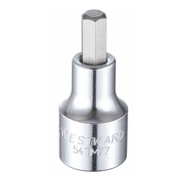 Westward 1/2 in Drive Hex Socket Bit SAE 5/16 in Tip, 2 1/4 in L 54TM77