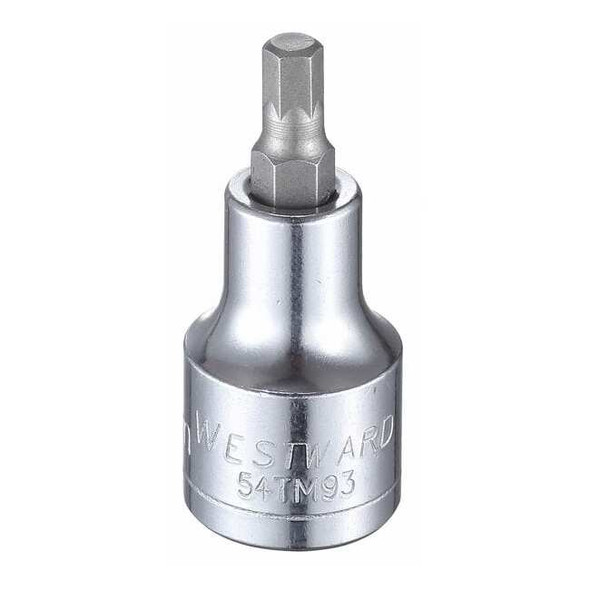 Westward 1/2 in Drive Hex Socket Bit Metric 6 mm Tip, 2 1/4 in L 54TM93