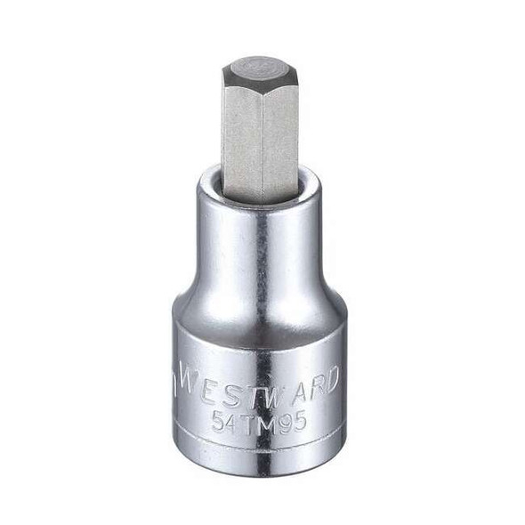 Westward 1/2 in Drive Hex Socket Bit Metric 10 mm Tip, 2 1/4 in L 54TM95