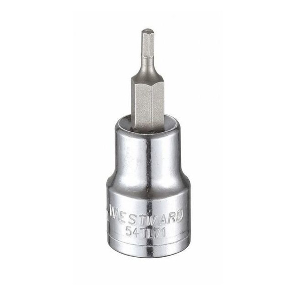 Westward 3/8 in Drive Hex Socket Bit Metric 2.5 mm Tip, 1 3/4 in L 54TL71