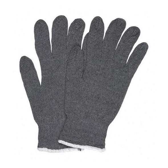 Knit Gloves, Cotton Polyester Blend, None Uncoated, Gray, M, 12 PK
