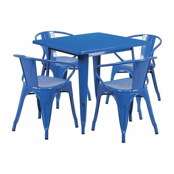 Square 31.5" W, 31.5" L, 29.5" H, Metal, Blue