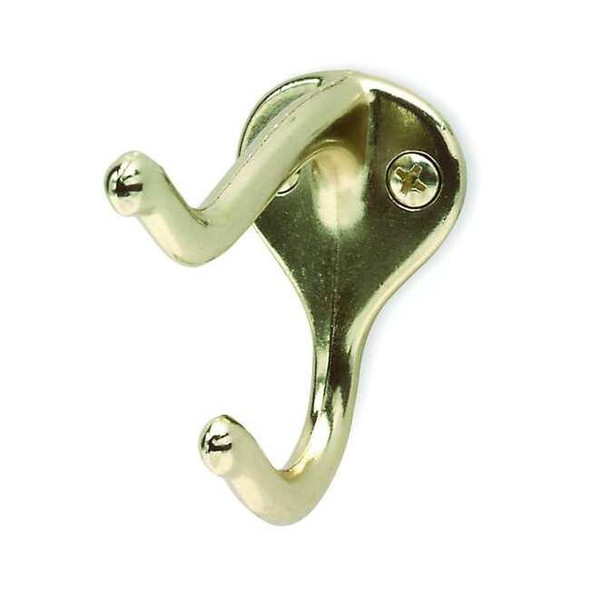 Manufacturer Varies Coat Hook, Gold, Brass, 3 in D 4JG63