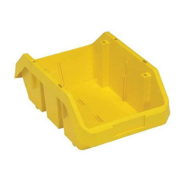Hang & Stack Storage Bin, Plastic, Yellow, 6 1/2 in H, 9 1/4 in W, 14 in L