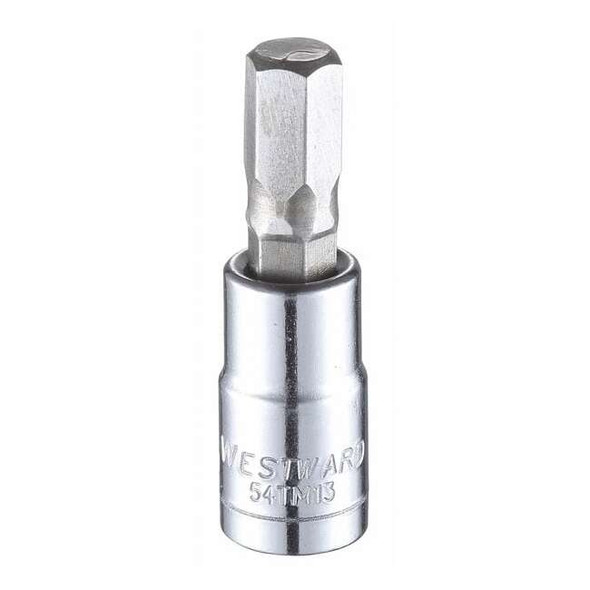 Westward 1/4 in Drive Hex Socket Bit Metric 7 mm Tip, 1 1/2 in L 54TM13
