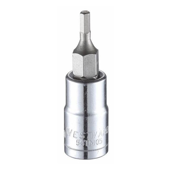Westward 1/4 in Drive Hex Socket Bit Metric 2.5 mm Tip, 1 3/4 in L 54TM05