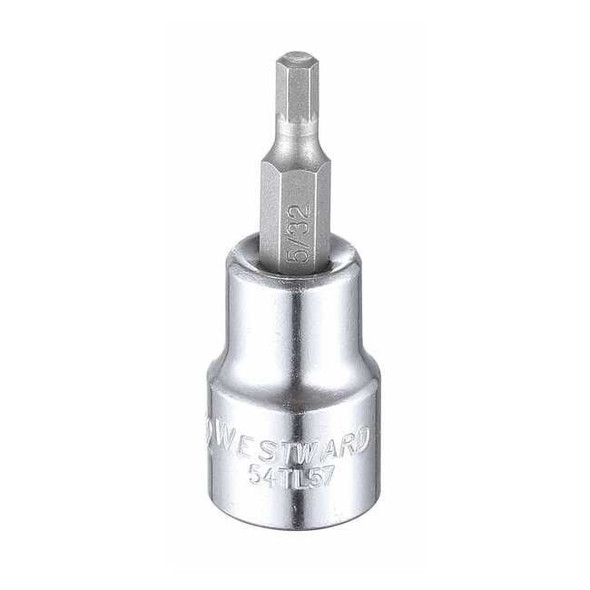 Westward 3/8 in Drive Hex Socket Bit SAE 5/32 in Tip, 1 3/4 in L 54TL57