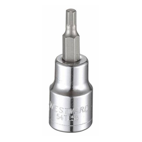 Westward 3/8 in Drive Hex Socket Bit Metric 4 mm Tip, 1 3/4 in L 54TL58