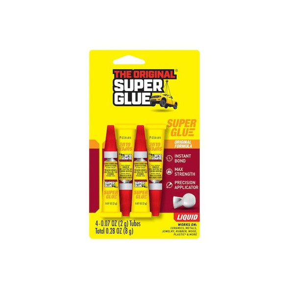 Super Glue Instant Adhesive, Original Series, Clear, 0.07 oz, Tube 4 PK 11710430