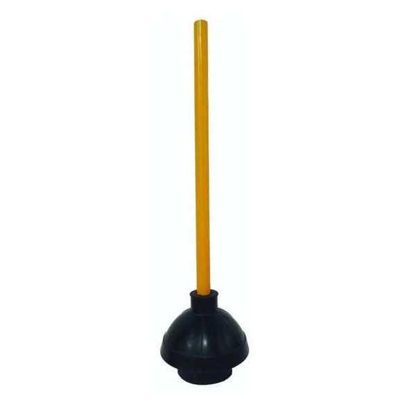 Forced Cup Toilet Plunger, Durable Rubber, 6 in Cup Dia, 21 in Wood Handle