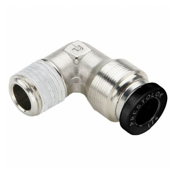Parker Push-to-Connect Elbow, Brass, Silver W169PLPNS-6-4