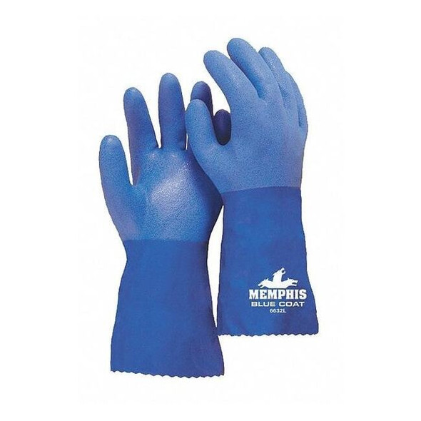 Bluecoat Chemical Resistant Gloves, PVC, 12 in L, 80.00 mil, Blue, 3XL, 1 PR