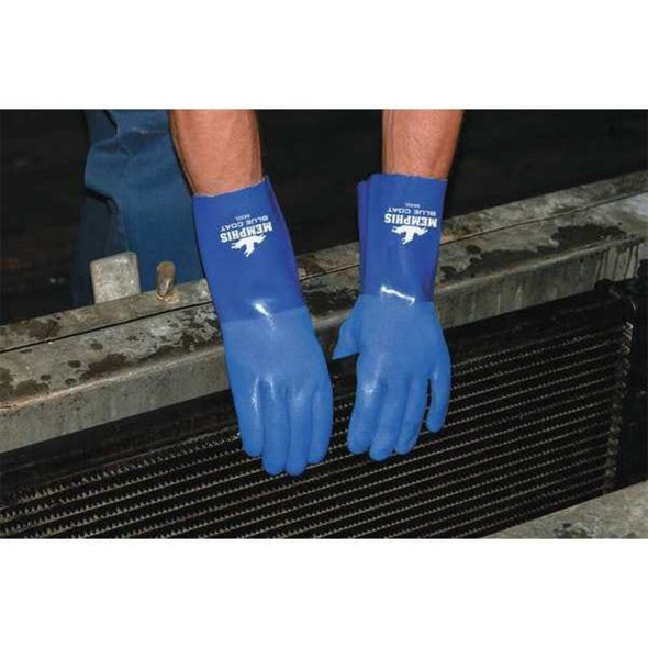 Bluecoat Chemical Resistant Gloves, PVC, 12 in L, 80.00 mil, Blue, 3XL, 1 PR  6632XXXL
