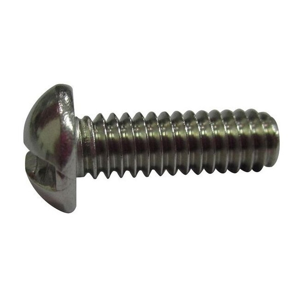#8-32 x 1/2 in Slotted Round Machine Screw, Plain 18-8 Stainless Steel, 100 PK
