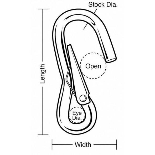 Lucky Line Eyelet Spring Snap,L 4 In 4FCN5 Pack of 5