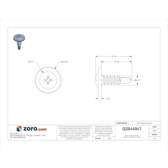 Nvent Caddy Self Tapping Screw, Screws Accessory, Steel SMS8