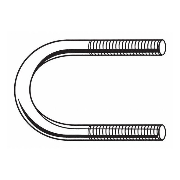 Round U-Bolt, 3/8"-16, 2 in W, 4 in H, Plain Steel, 5 PK