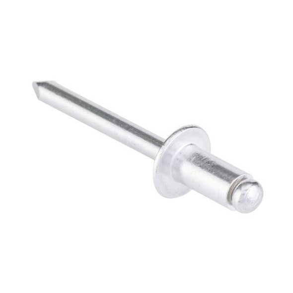 Blind Rivet, Dome Head, 1/4 in Dia., 1/2 in L, Aluminum Body, 100 PK