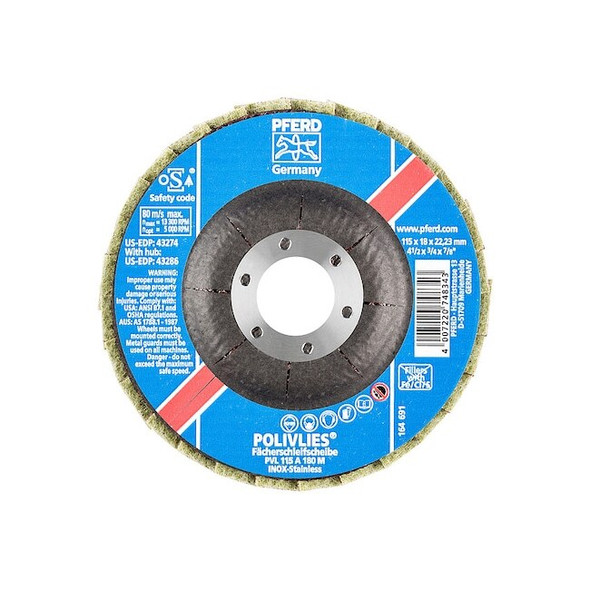 4-1/2" POLIVLIES Non-Woven Flap Disc - 7/8" Arbor Hole - Medium Grade Pack of 5