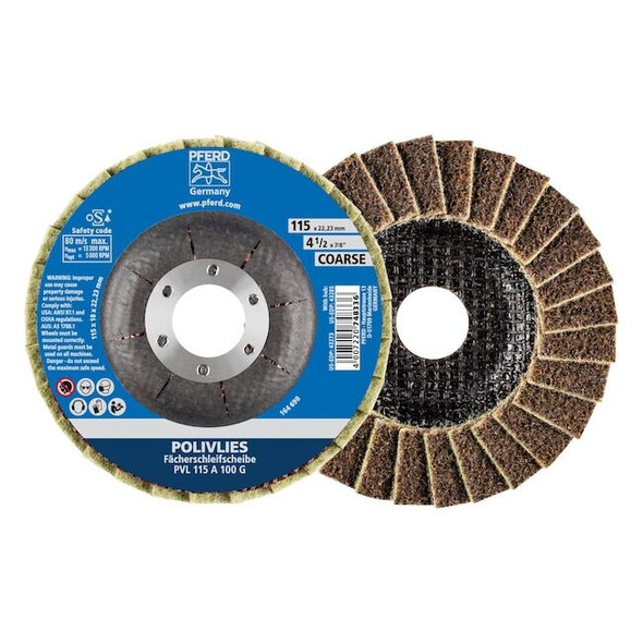 4-1/2" POLIVLIES Non-Woven Flap Disc - 7/8" Arbor Hole - Coarse Grade Pack of 5