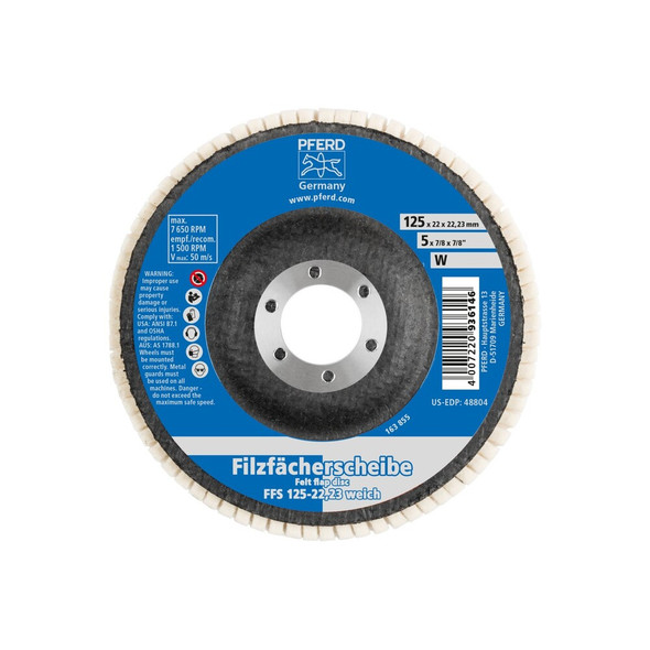 Pferd Tools Felt Flap Disc,Soft,5"x7-8 48804 Pack of 5
