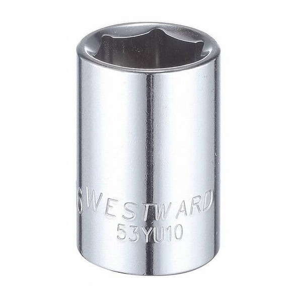WESTWARD 1/2 in Drive, 11/16" Hex SAE Socket, 6 Points,  Steel, Chrome, 11/16 in