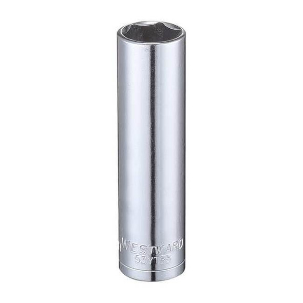 WESTWARD 3/8 in Drive, 12mm Hex Metric, Socket, 6 Points,  Steel, Chrome, 12 mm