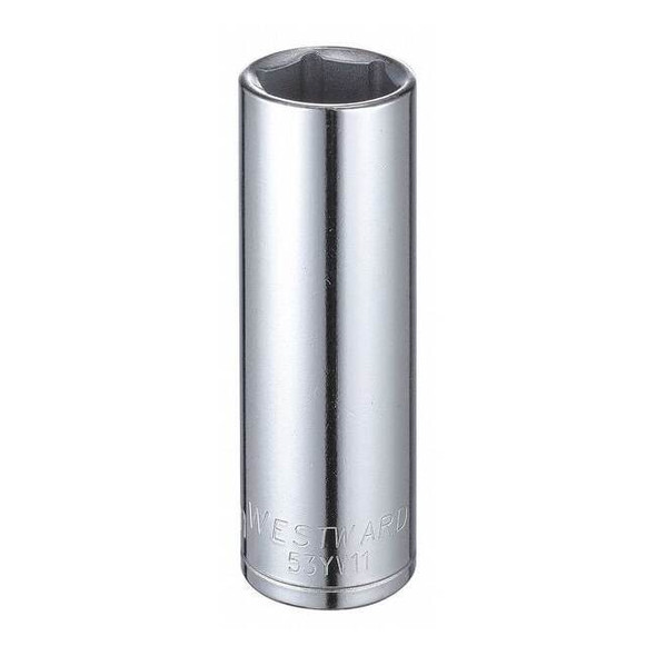 WESTWARD 1/2 in Drive, 20mm Hex Metric, Socket, 6 Points,  Steel, Chrome, 20 mm