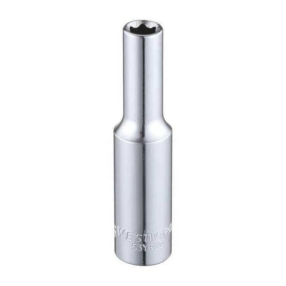 WESTWARD 1/4 in Drive, 3/16" Hex SAE, Socket, 6 Points,  Steel, Chrome, 3/16 in
