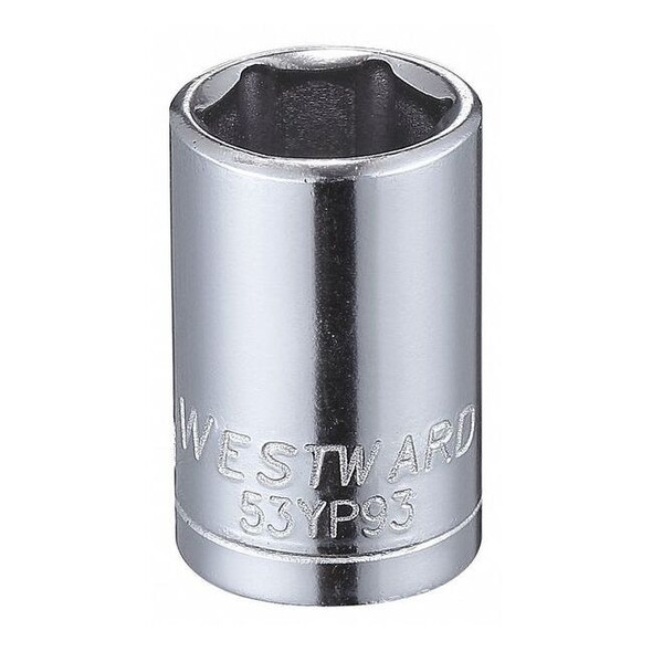 WESTWARD 1/4 in Drive, 10mm Hex Metric Socket, 6 Points,  Steel, Chrome, 10 mm