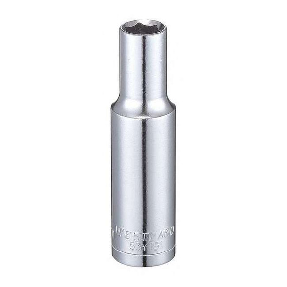 WESTWARD 3/8 in Drive, 8mm Hex Metric, Socket, 6 Points,  Steel, Chrome, 8 mm