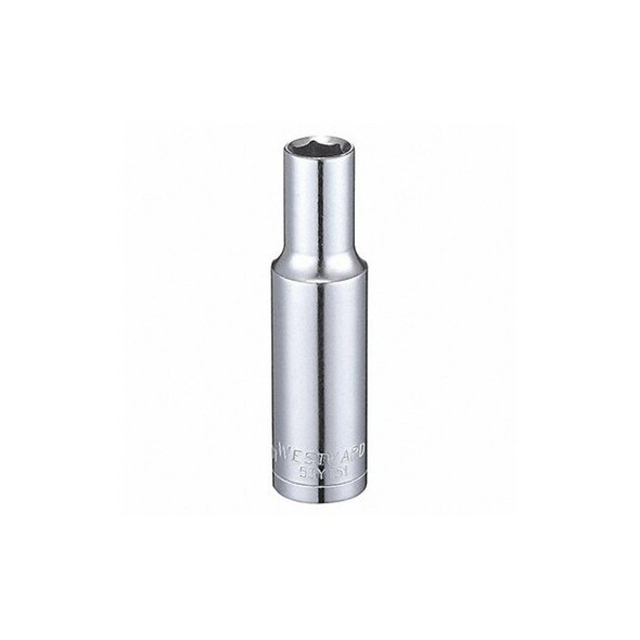 WESTWARD 3/8 in Drive, 8mm Hex Metric, Socket, 6 Points,  Steel, Chrome, 8 mm