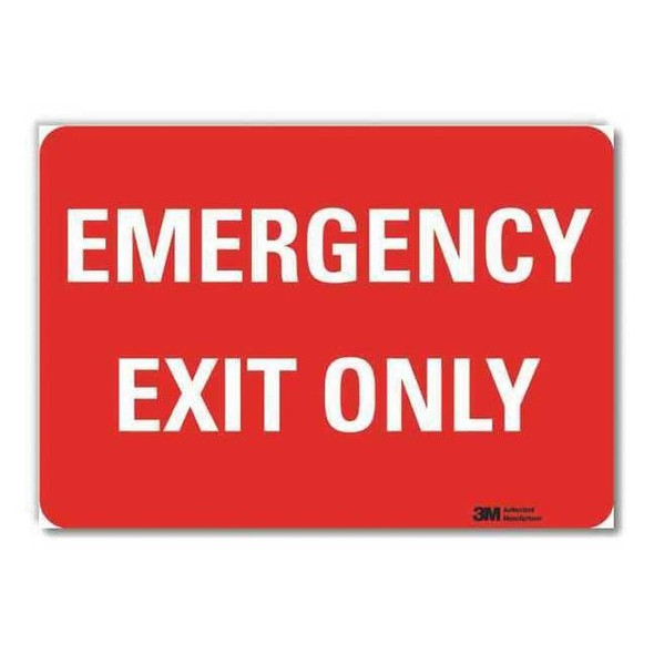 Lyle Exit Sign, Vinyl, 10" W, 7" H, Emergency Exit Only, White U7-1083-RD_10X7