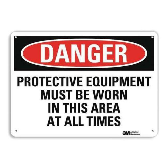 Danger Sign, 7 in Height, 10 in Width, Aluminum, Vertical Rectangle, English
