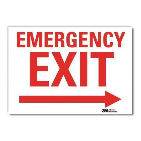 Lyle Exit Sign, Vinyl, 10" W, 7" H, White U7-1077-RD_10X7