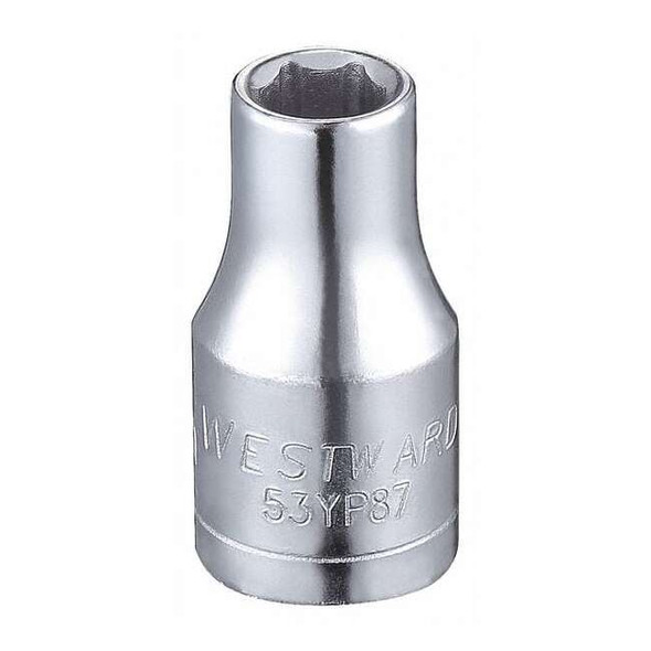 WESTWARD 1/4 in Drive, 5mm Hex Metric Socket, 6 Points,  Steel, Chrome, 5 mm