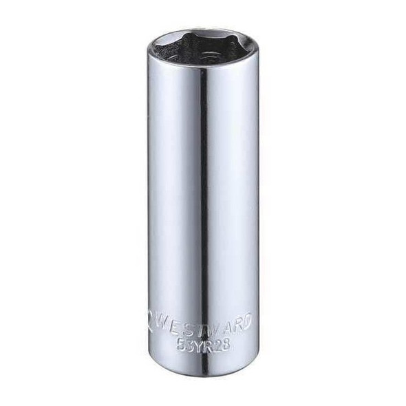 WESTWARD 1/4 in Drive, 1/2" Hex SAE, Socket, 6 Points,  Steel, Chrome, 1/2 in