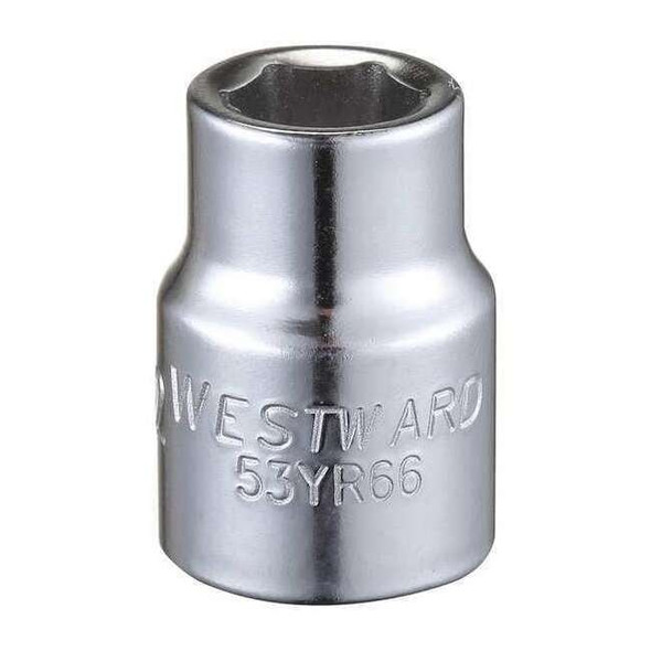 WESTWARD 3/8 in Drive, 11/32" Hex SAE Socket, 6 Points,  Steel, Chrome, 11/32 in