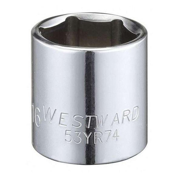 Westward 3/8" Drive, SAE Socket, 13/16" Socket Sz, 6 Pts 53YR74