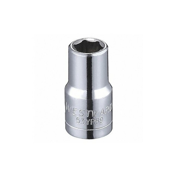 WESTWARD 1/4 in Drive, 6mm Hex Metric Socket, 6 Points,  Steel, Chrome, 6 mm