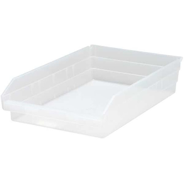 Shelf Storage Bin, Polypropylene, Clear, 4 in H, 11 1-8 in W, 17 7-8 in L  QSB110CL