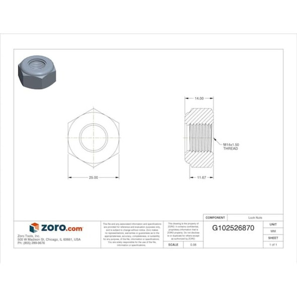 Nylon Insert Lock Nut, M8-1.25, Steel, Class 5, Zinc Plated, 8 mm Ht, 100 PK  M12300.080.0001