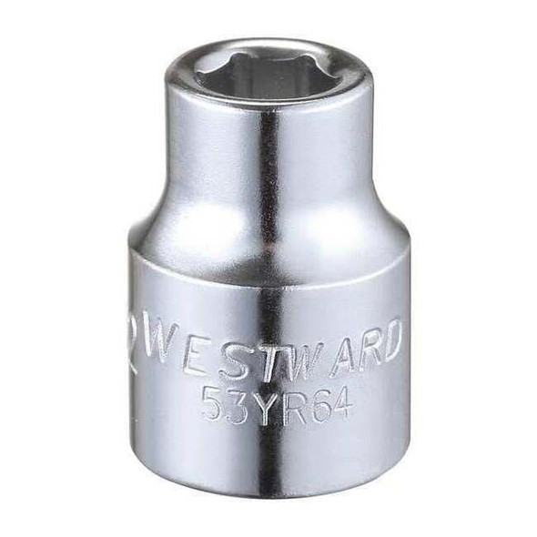 WESTWARD 3/8 in Drive, 9/32" Hex SAE, Socket, 6 Points,  Steel, Chrome, 9/32 in