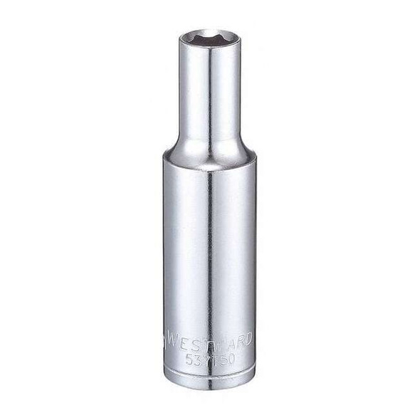 WESTWARD 3/8 in Drive, 7mm Hex Metric Socket, 6 Points,  Steel, Chrome, 7 mm