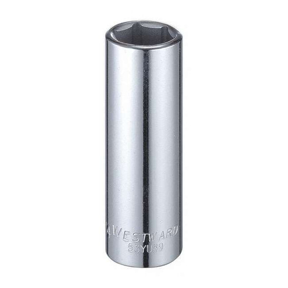 WESTWARD 1/2 in Drive, 3/4" Hex SAE, Socket, 6 Points,  Steel, Chrome, 3/4 in