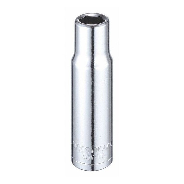 WESTWARD 1/2 in Drive, 12mm Hex Metric, Socket, 6 Points,  Steel, Chrome, 12 mm