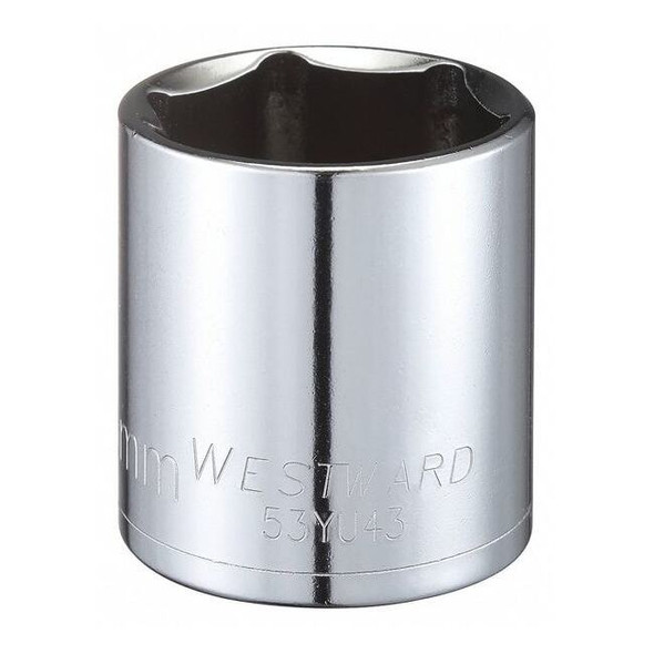 WESTWARD 1/2 in Drive, 32mm Hex Metric Socket, 6 Points,  Steel, Chrome, 32 mm