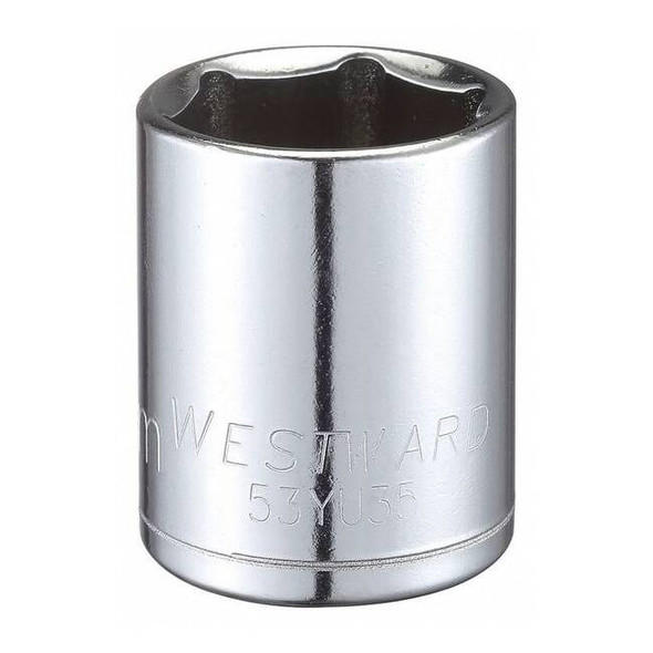WESTWARD 1/2 in Drive, 23mm Hex Metric, Socket, 6 Points,  Steel, Chrome, 23 mm