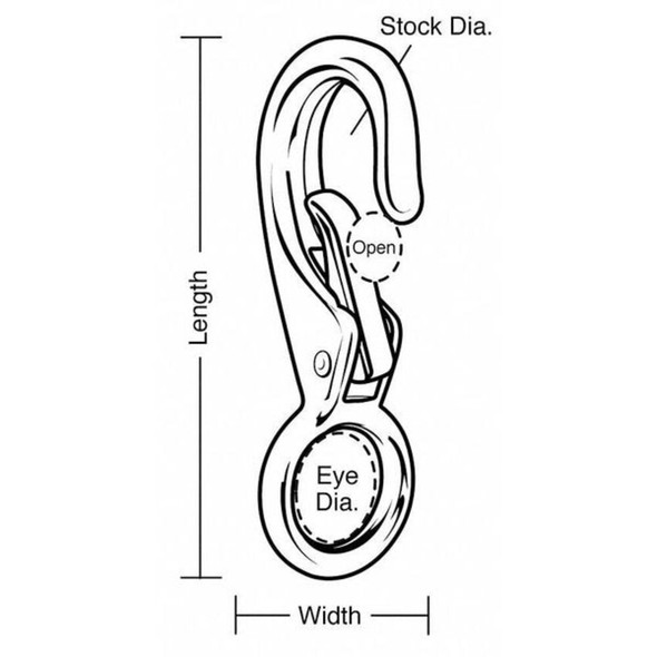Lucky Line Spring Snap, Zinc, 9-16 in Eye Dia 4FCR7 Pack of 5