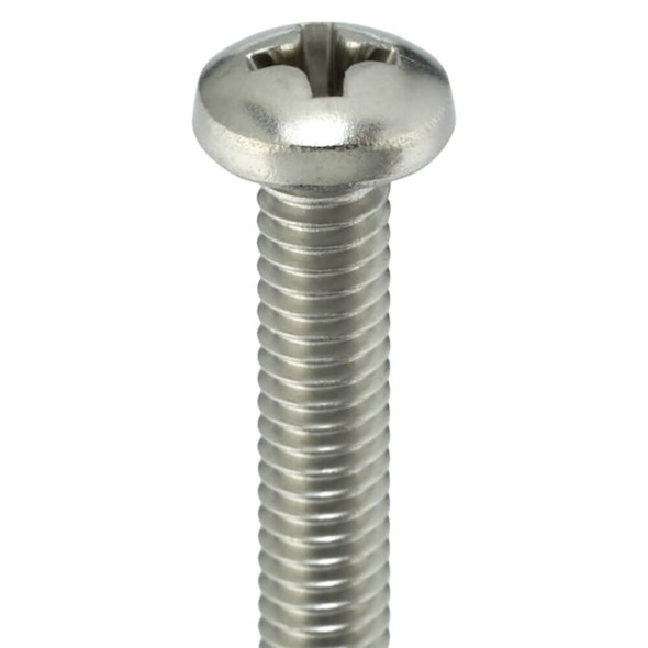 #8-32 x 1-1-4 in Phillips Pan Machine Screw, Plain 18-8 Stainless Steel, 100 PK  U51122.016.0125